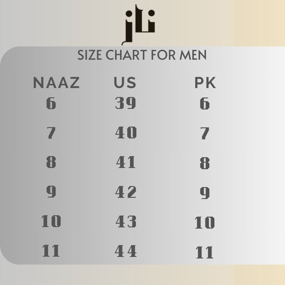 SIZE CHART FOR MEN!